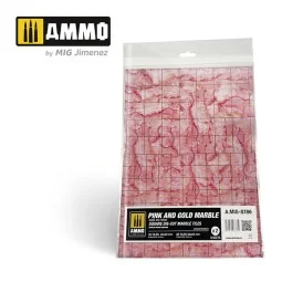 Pink and Gold Marble. Square Die-cut Marble Tiles - 2 pcs. - AMMO b...