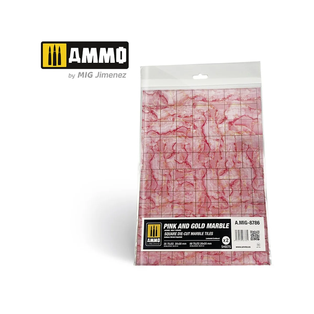 Pink and Gold Marble. Square Die-cut Marble Tiles - 2 pcs. - AMMO b...