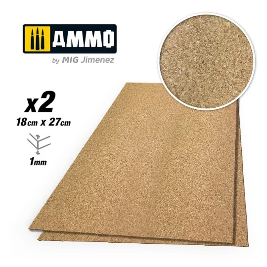 CREATE CORK Fine Grain (1mm) - 2 pcs. - AMMO by MIG Jimenez A.MIG-8835 CREATE CORK Fine Grain (1mm) - 2 pcs. - AMMO by MIG Jimenez A.MIG-8835