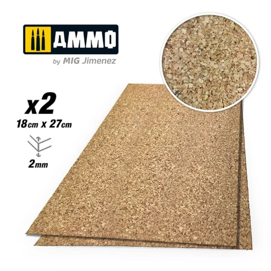 CREATE CORK Medium Grain (2mm) - 2 pcs. - AMMO by MIG Jimenez A.MIG...