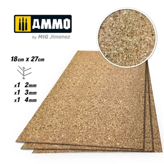 CREATE CORK Medium Grain Mix (2mm, 3mm and 4mm) - 1 pc. Each Size -...