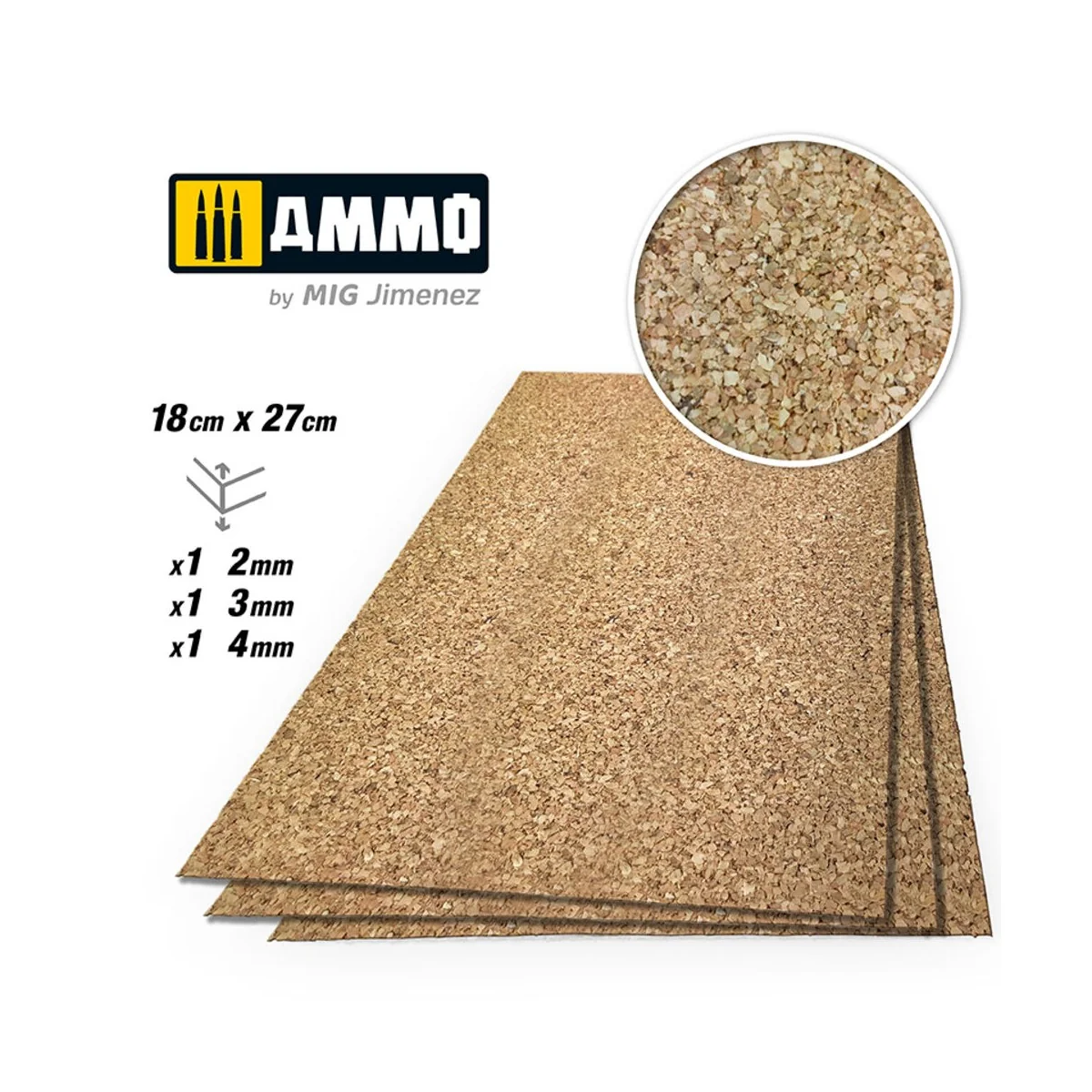 CREATE CORK Medium Grain Mix (2mm, 3mm and 4mm) - 1 pc. Each Size -...