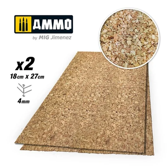 CREATE CORK Thick Grain (4mm) - 2 pcs. - AMMO by MIG Jimenez A.MIG-... CREATE CORK Thick Grain (4mm) - 2 pcs. - AMMO by MIG Jimenez A.MIG-...