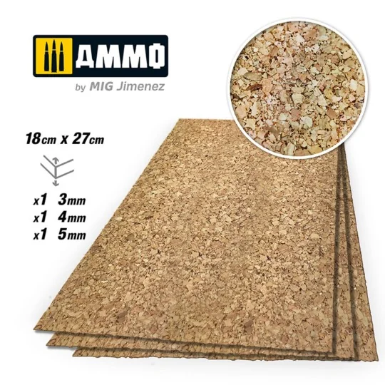 CREATE CORK Thick Grain Mix (3mm, 4mm and 5mm) - 1 pc. Each Size - ...