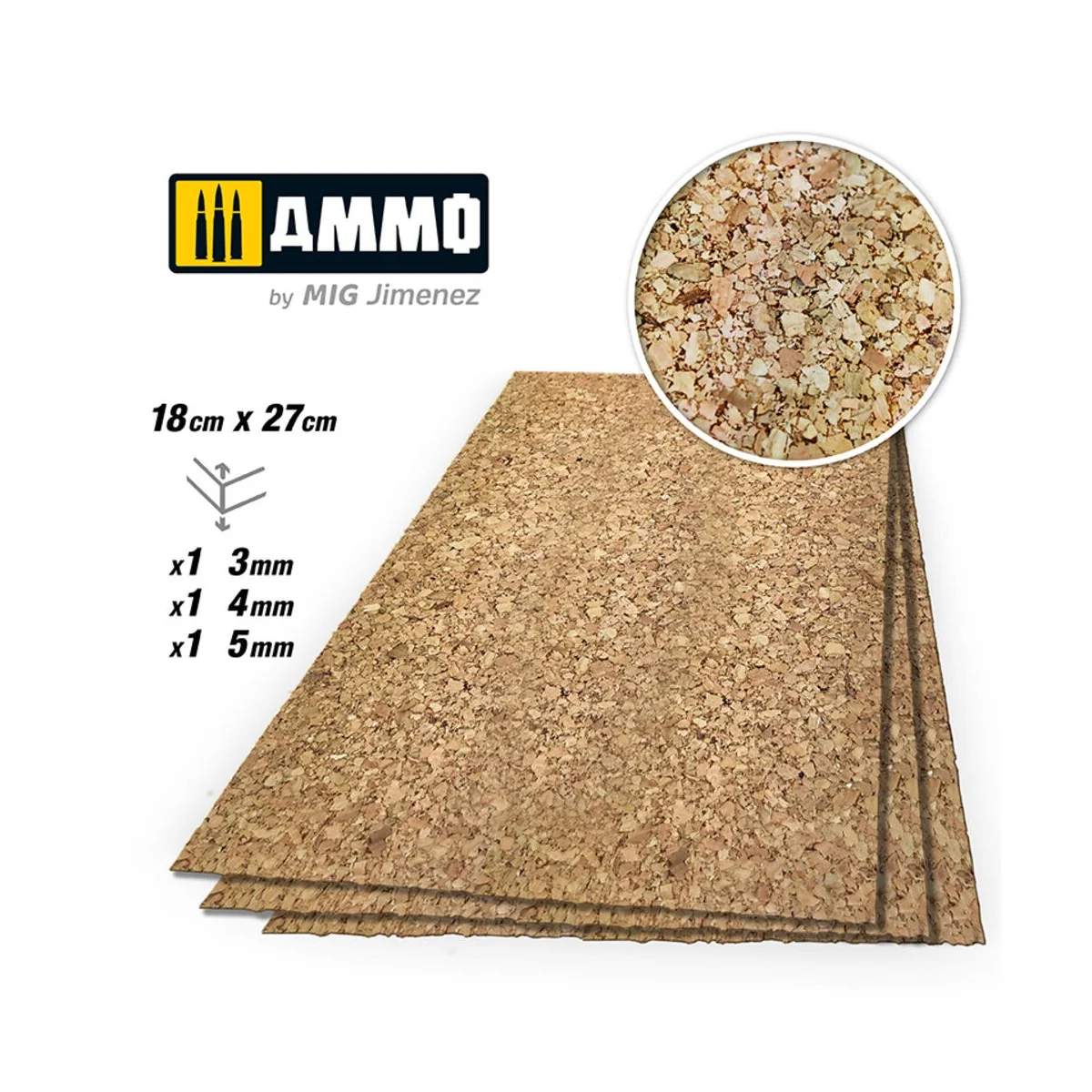 CREATE CORK Thick Grain Mix (3mm, 4mm and 5mm) - 1 pc. Each Size - ...