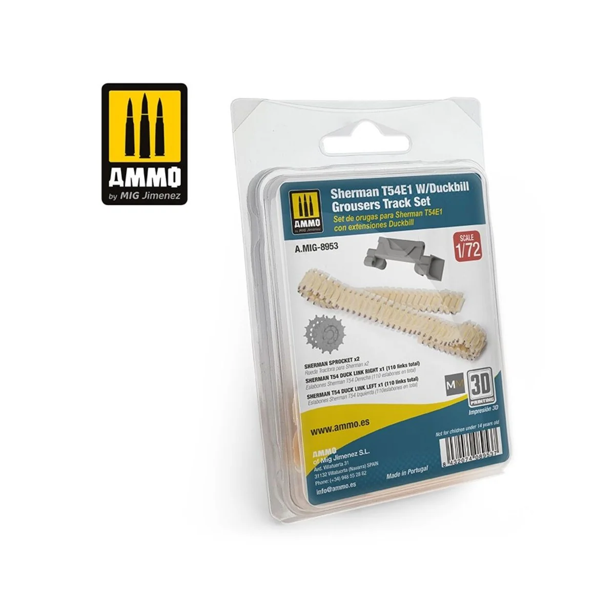 1/72 Sherman T54E1 with Duckbill Grousers Tracks Set, 1/72 - AMMO b...