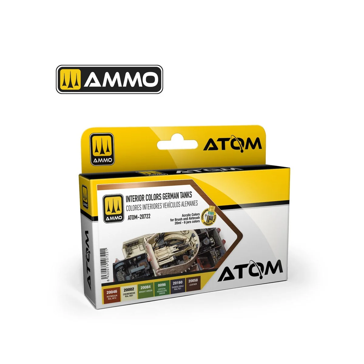 ATOM Interior Colors German Tanks Set - AMMO by MIG Jimenez ATOM-20722 ATOM Interior Colors German Tanks Set - AMMO by MIG Jimenez ATOM-20722