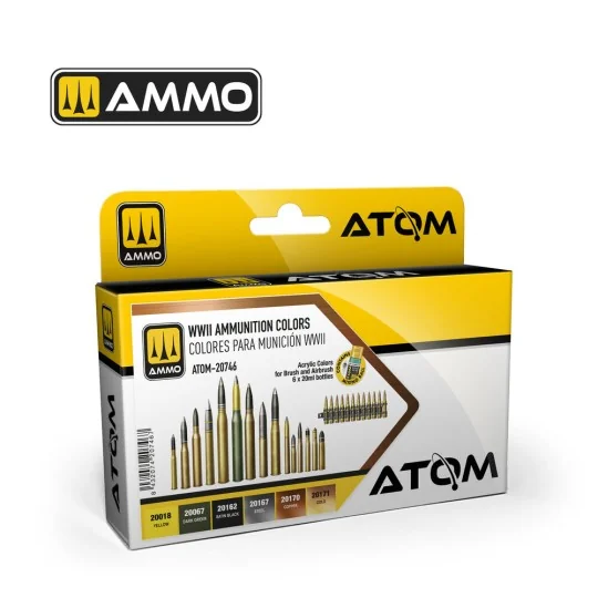 ATOM WWII Ammunition Colors - AMMO by MIG Jimenez ATOM-20746 ATOM WWII Ammunition Colors - AMMO by MIG Jimenez ATOM-20746