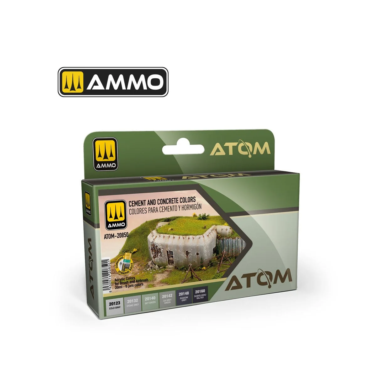 ATOM Cement and Concrete Colors Set - AMMO by MIG Jimenez ATOM-20850