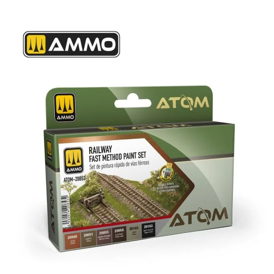 ATOM Railway Fast Method Paint Set - AMMO by MIG Jimenez ATOM-20853 ATOM Railway Fast Method Paint Set - AMMO by MIG Jimenez ATOM-20853