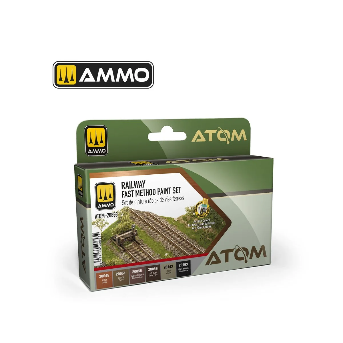 ATOM Railway Fast Method Paint Set - AMMO by MIG Jimenez ATOM-20853 ATOM Railway Fast Method Paint Set - AMMO by MIG Jimenez ATOM-20853