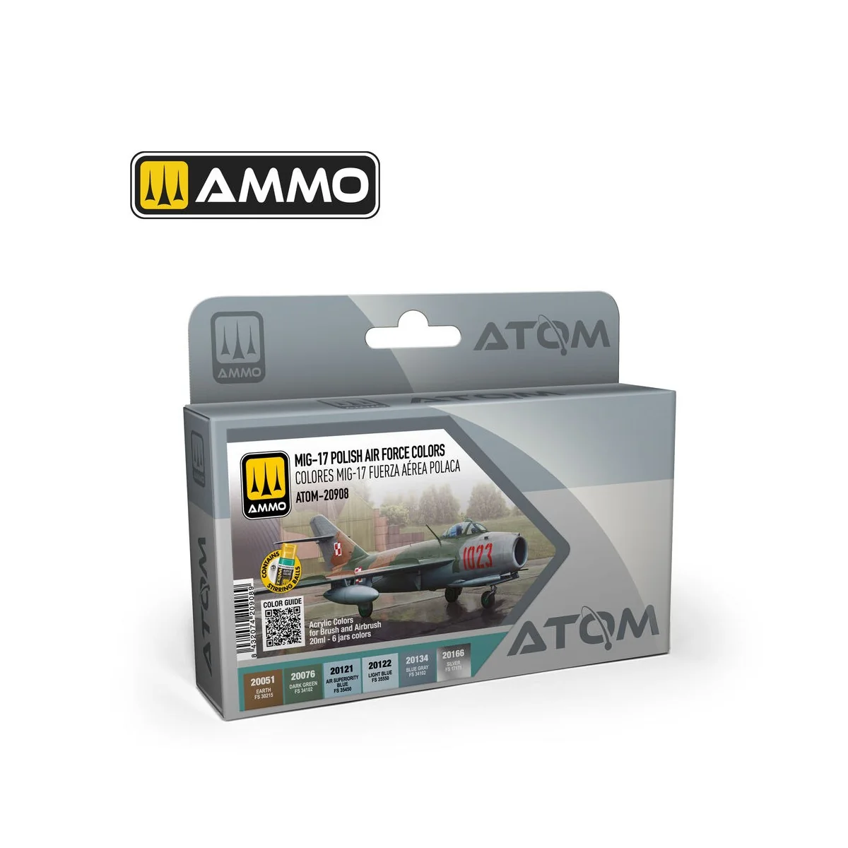 ATOM MIG-17 Polish Air Force Colors Set - AMMO by MIG Jimenez ATOM-... ATOM MIG-17 Polish Air Force Colors Set - AMMO by MIG Jimenez ATOM-...