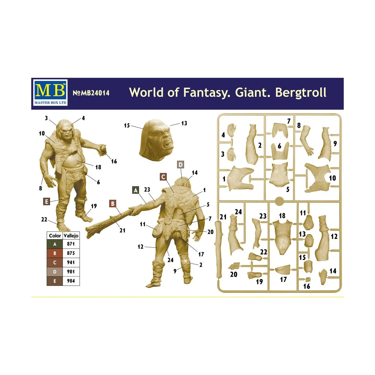 World of Fantasy. Giant.Bergtroll, 1/24 - Master Box Ltd. 24014