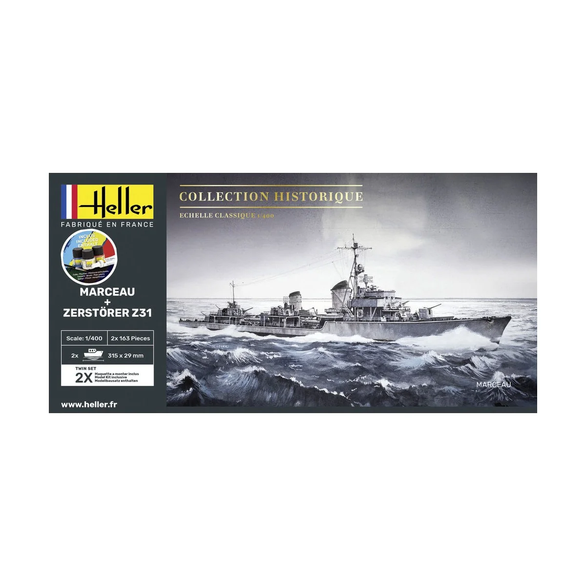 STARTER KIT Twin Set Marceau + Zerstörer Z31, 1/400 - Heller 55009 STARTER KIT Twin Set Marceau + Zerstörer Z31, 1/400 - Heller 55009