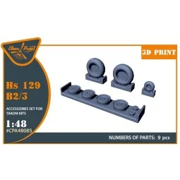 Hs 129B2/3 Wheels set (weighted) for Takom kit, 1/48 - Clear Prop A...