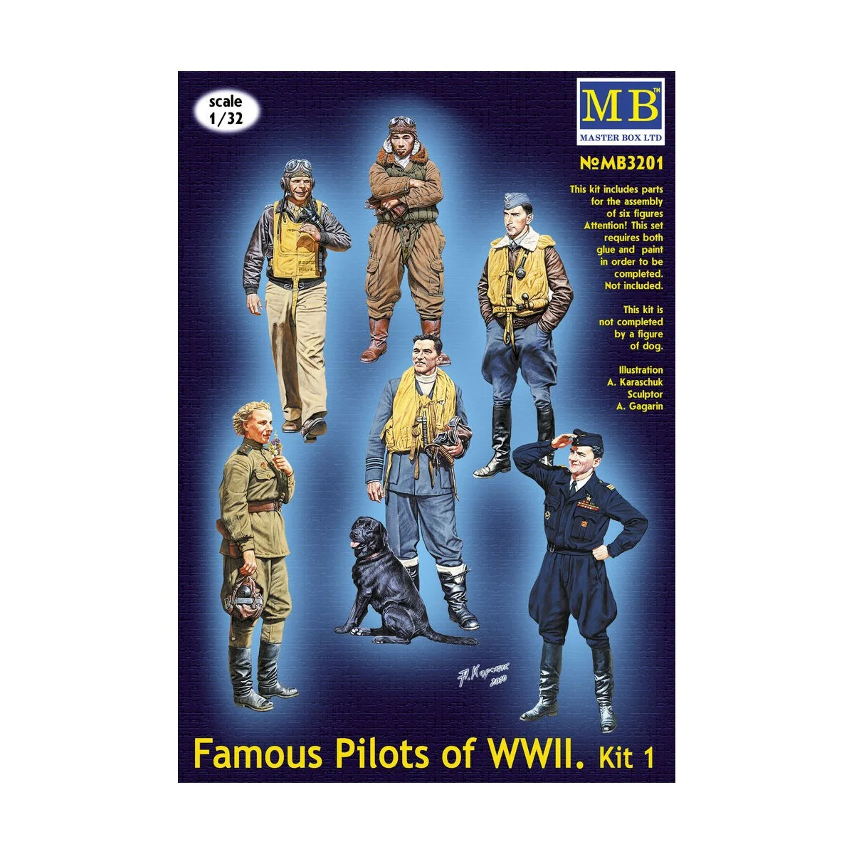 Famous WWII pilots set, 1/32 - Master Box Ltd. 3201