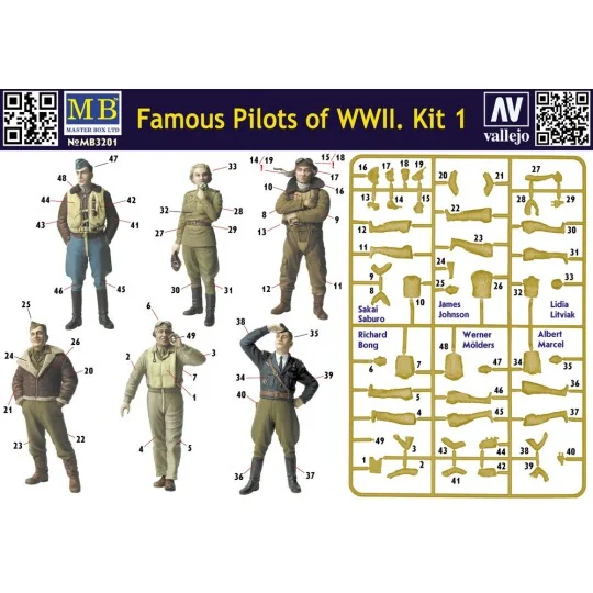 Famous WWII pilots set, 1/32 - Master Box Ltd. 3201