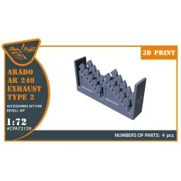 Arado Ar-240 exhausts type 2 for REVELL kit, 1/72 - Clear Prop Acce...