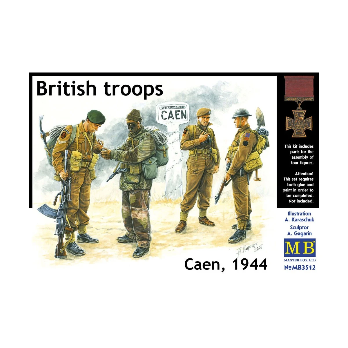 Britische Truppen Caen 1944 - Master Box Ltd. 3512