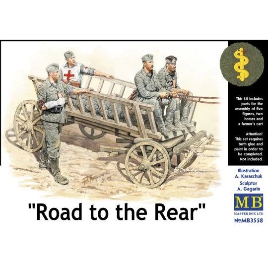 Road to the rear 5 figs + cart, 1/35 - Master Box Ltd. 3558