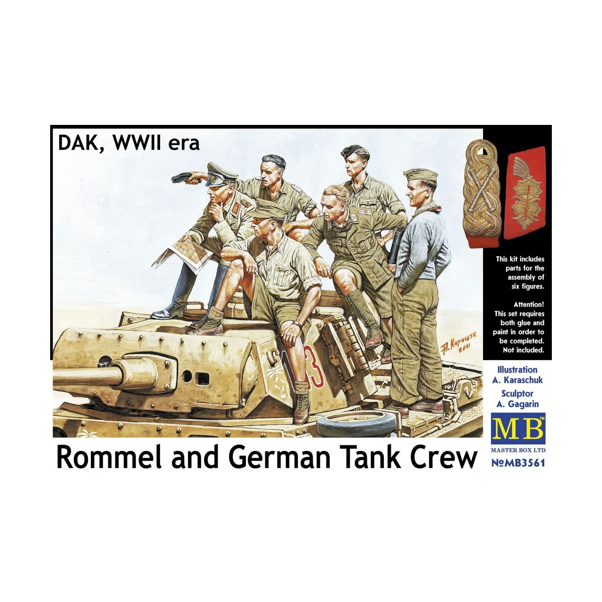 Rommel & German tank crew, DAK, WWII era, 1/35 - Master Box Ltd. 3561