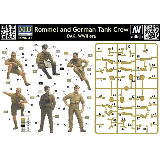 Rommel & German tank crew, DAK, WWII era - Master Box Ltd. 3561
