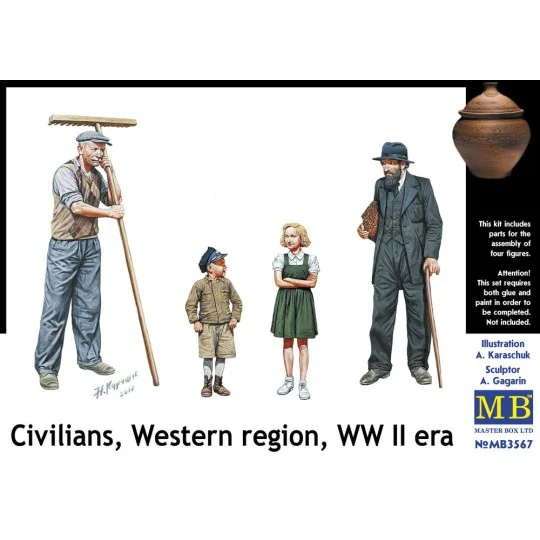 Civilians, Western region, WWII era, 1/35 - Master Box Ltd. 3567 Civilians, Western region, WWII era, 1/35 - Master Box Ltd. 3567