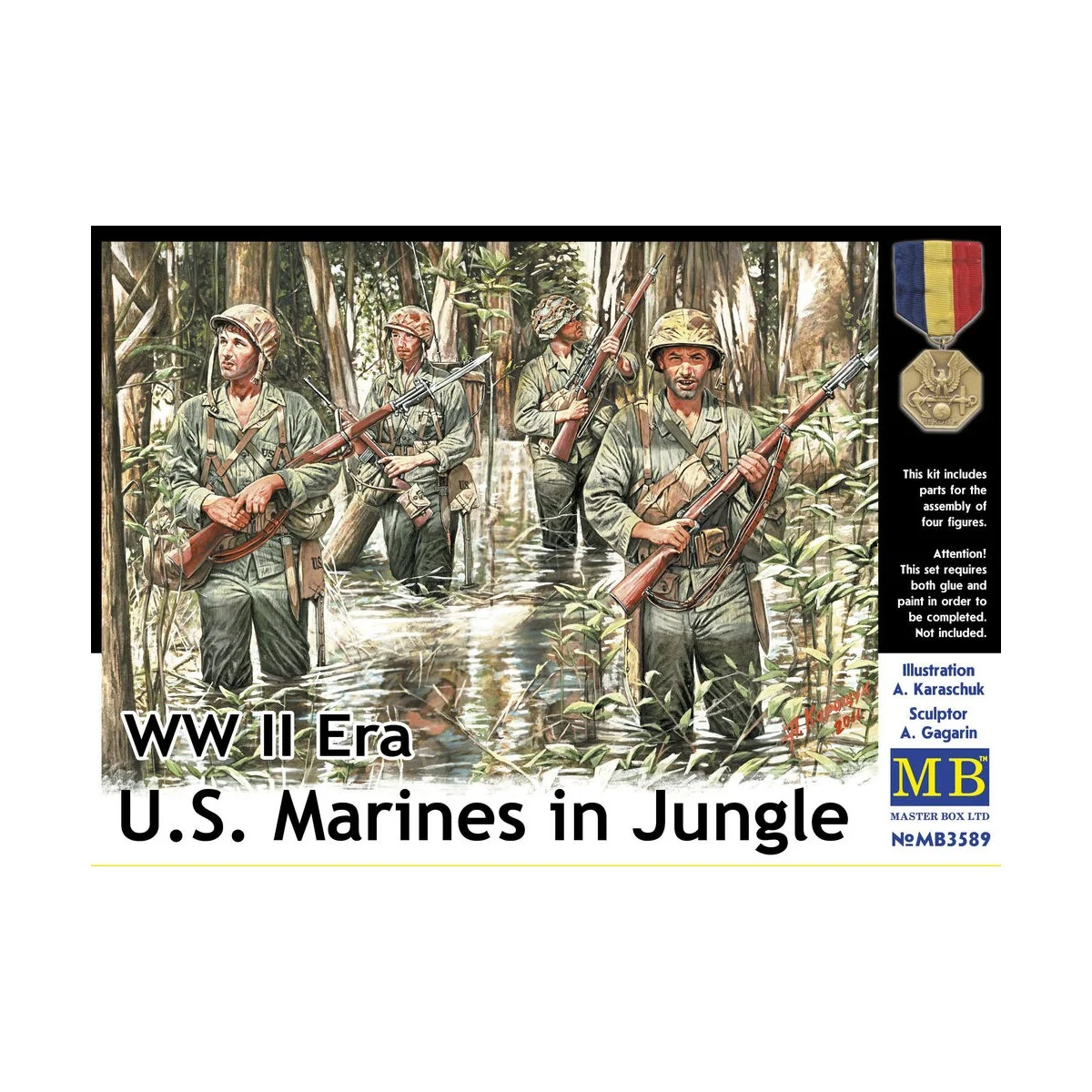 U.S. Marines in jungle, WWII era, 1/35 - Master Box Ltd. 3589 U.S. Marines in jungle, WWII era, 1/35 - Master Box Ltd. 3589