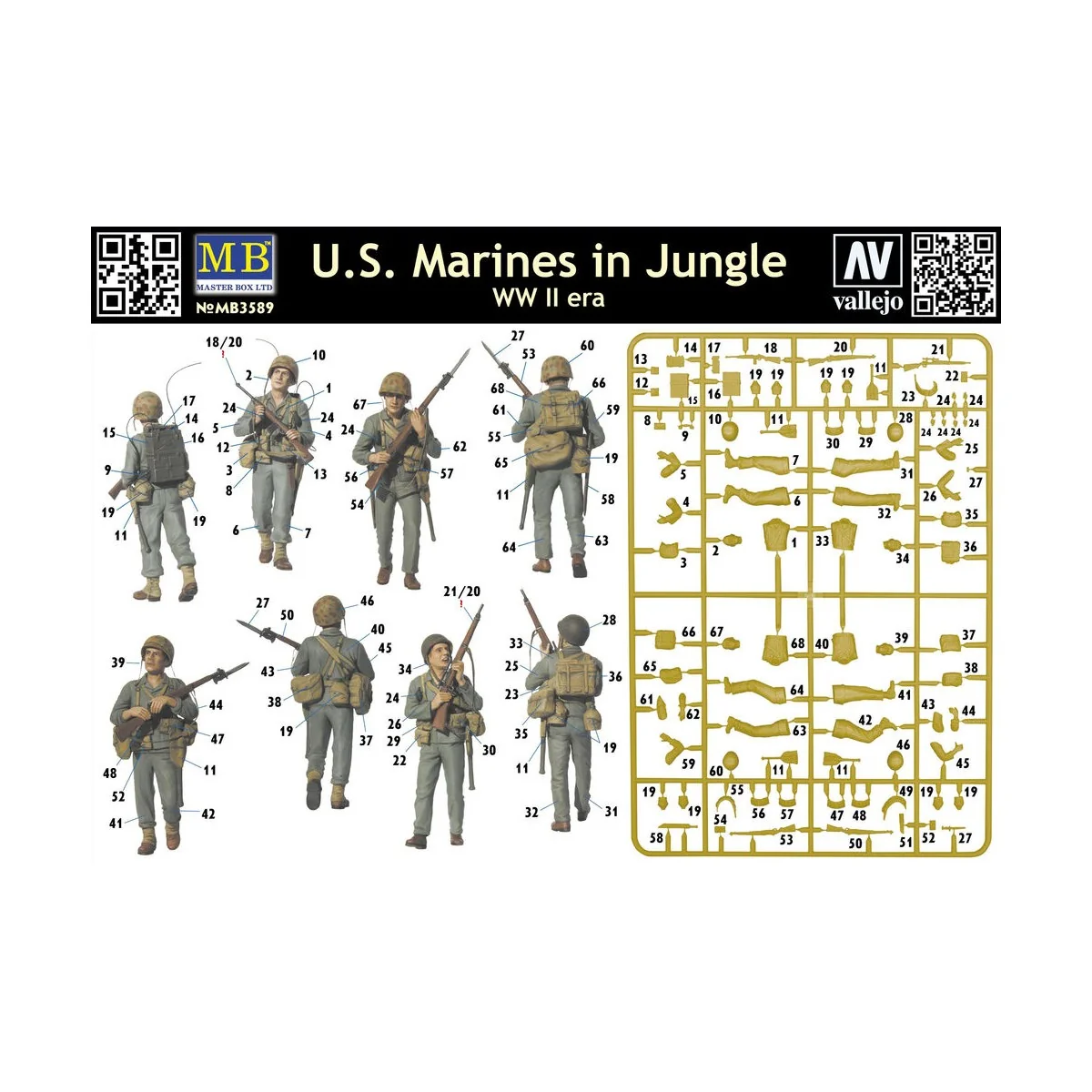 U.S. Marines in jungle, WWII era, 1/35 - Master Box Ltd. 3589 U.S. Marines in jungle, WWII era, 1/35 - Master Box Ltd. 3589