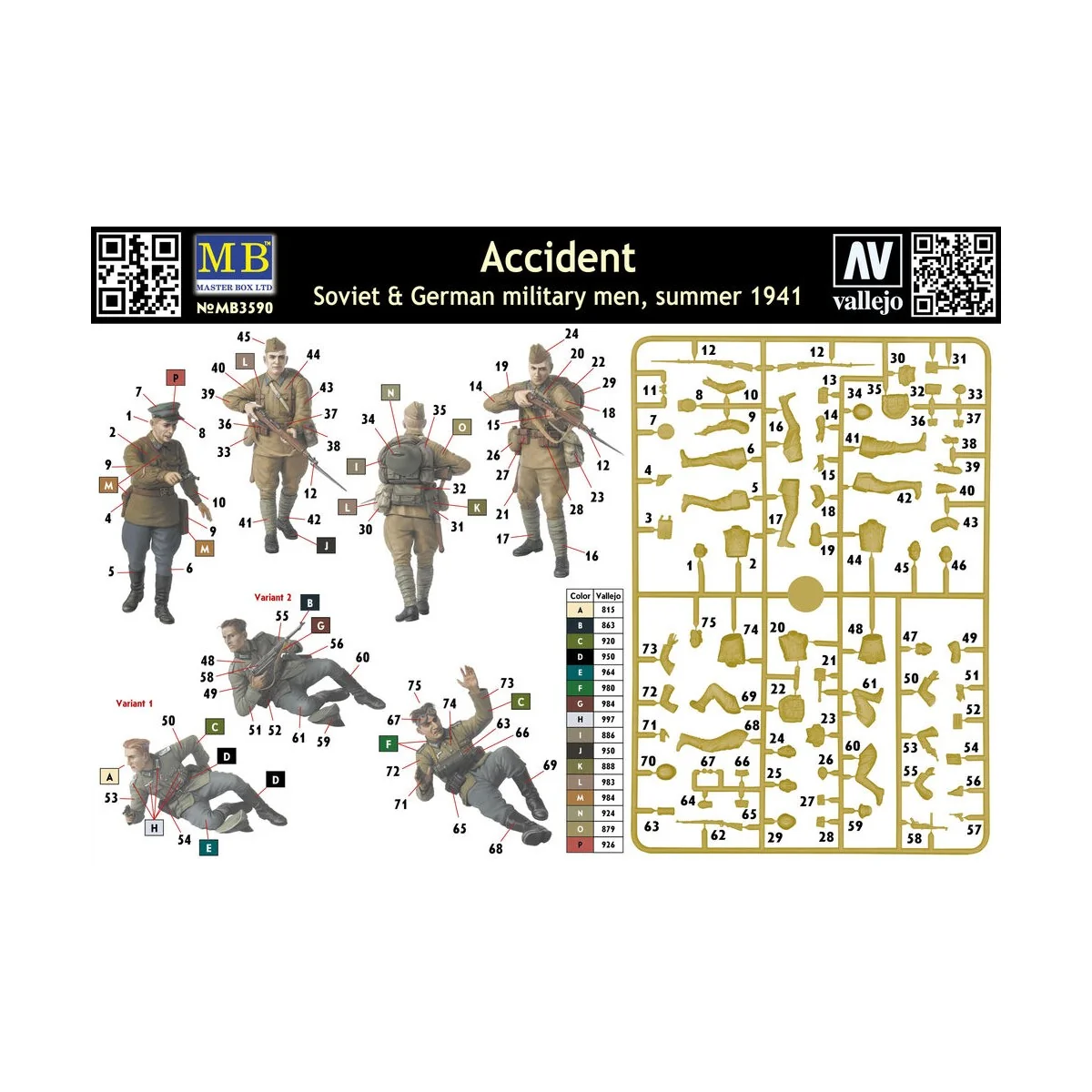 Accident. Soviet & German military men, 1/32 - Master Box Ltd. 3590