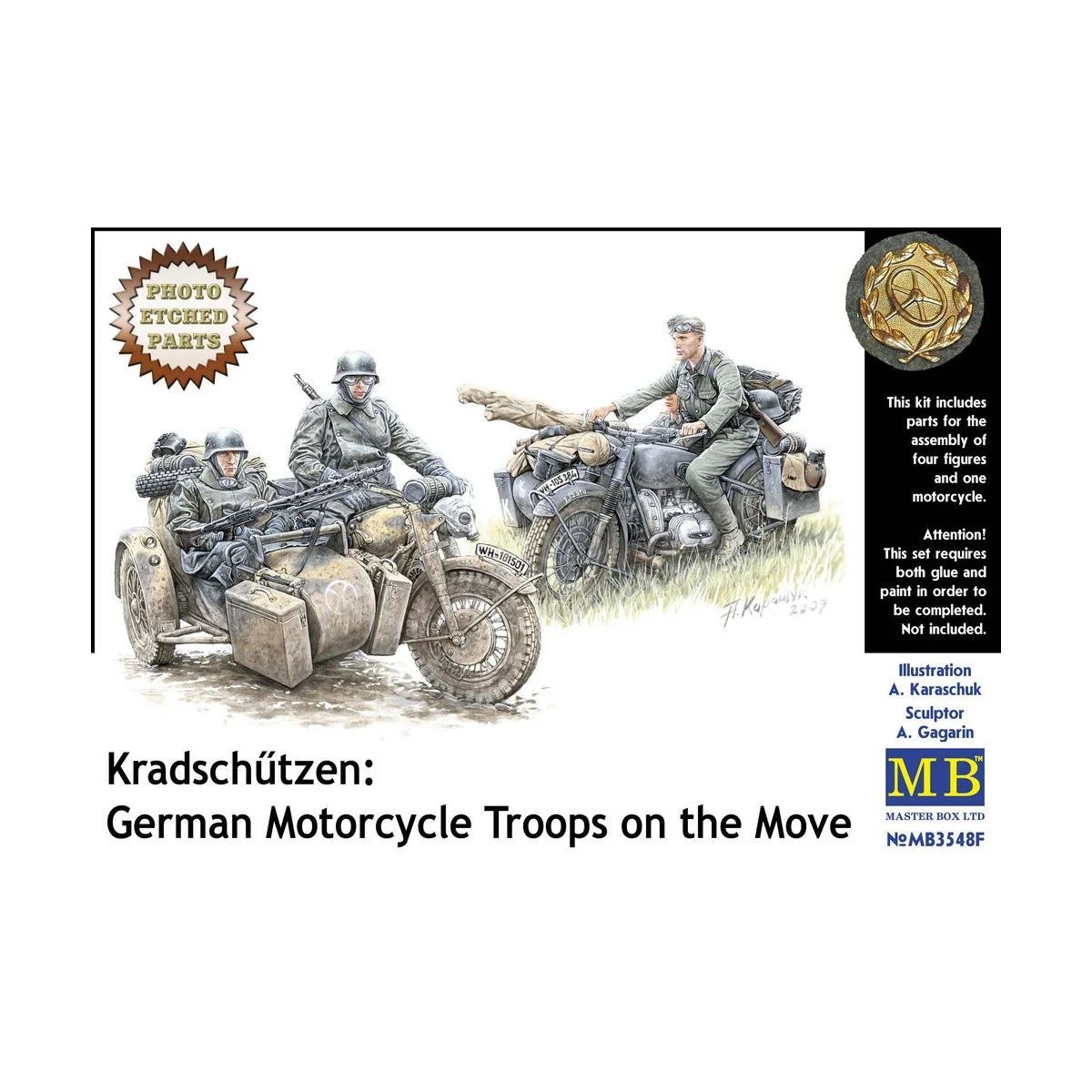 Kradschutzen: Ger. motorcycle troops, 1/35 - Master Box Ltd. 3548F Kradschutzen: Ger. motorcycle troops, 1/35 - Master Box Ltd. 3548F