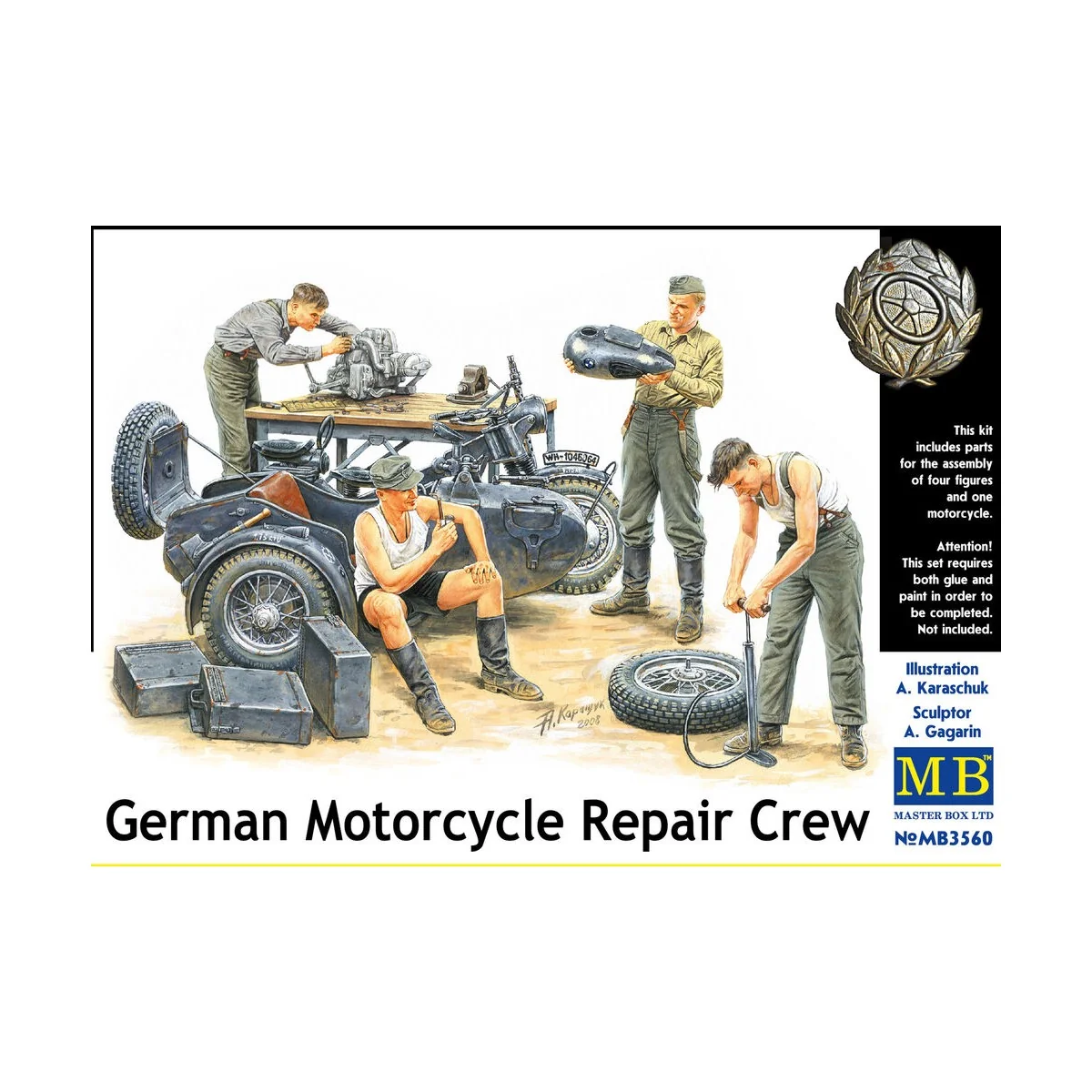 German Motorcycle repair team, 1/35 - Master Box Ltd. 3560