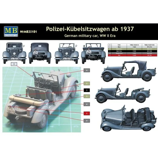 Polizei-Kubelsitzwagen ab 1937 mil. car, 1/35 - Master Box Ltd. 35101
