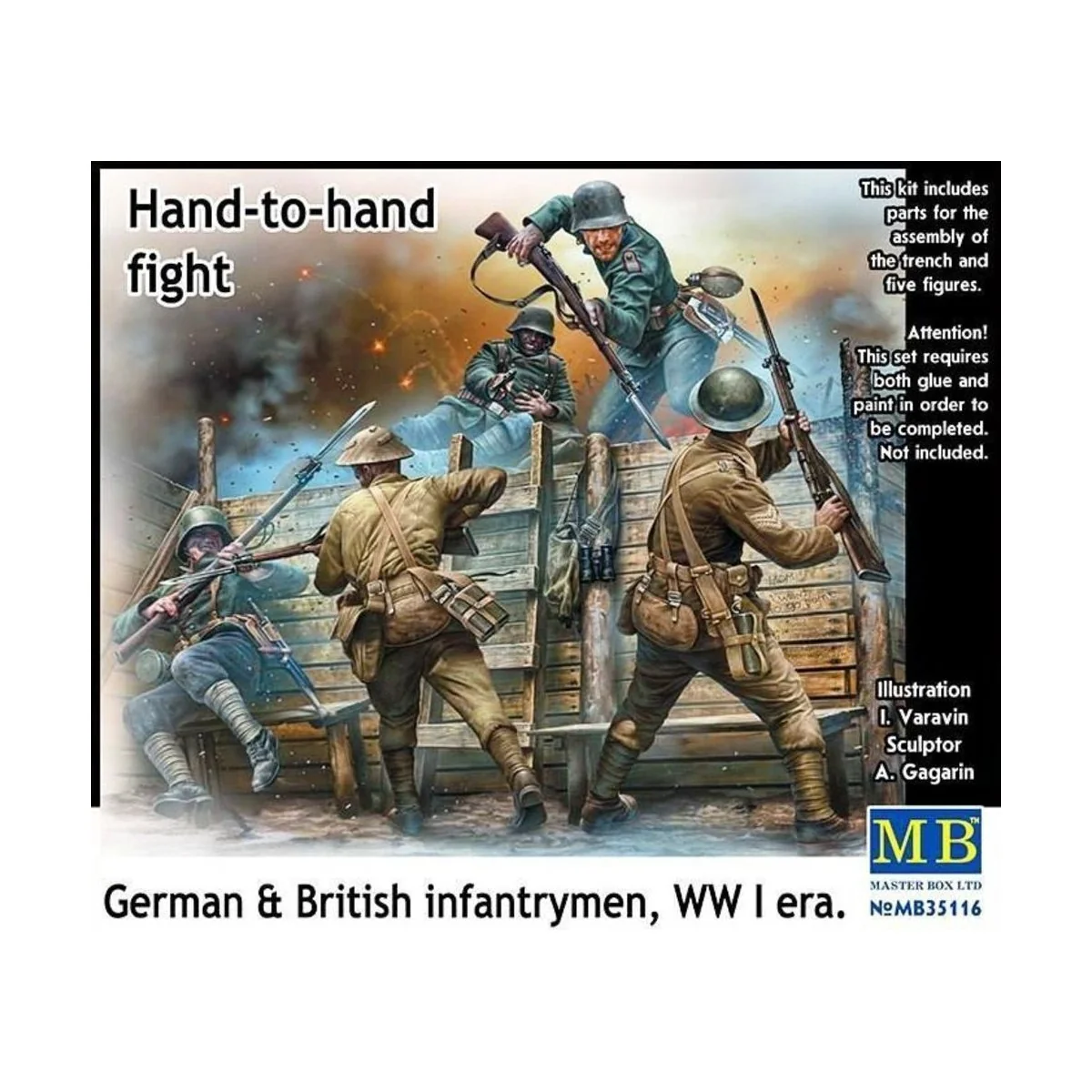 Hand-to-hand fight,German&British infant infantrymen, WWI era - Mas...