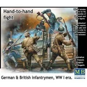 Hand-to-hand fight, German&British infant infantrymen, WWI era, 1/3...