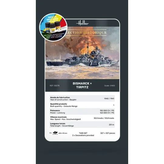 STARTER KIT Twin Set Bismarck + Tirpitz - Heller 55078