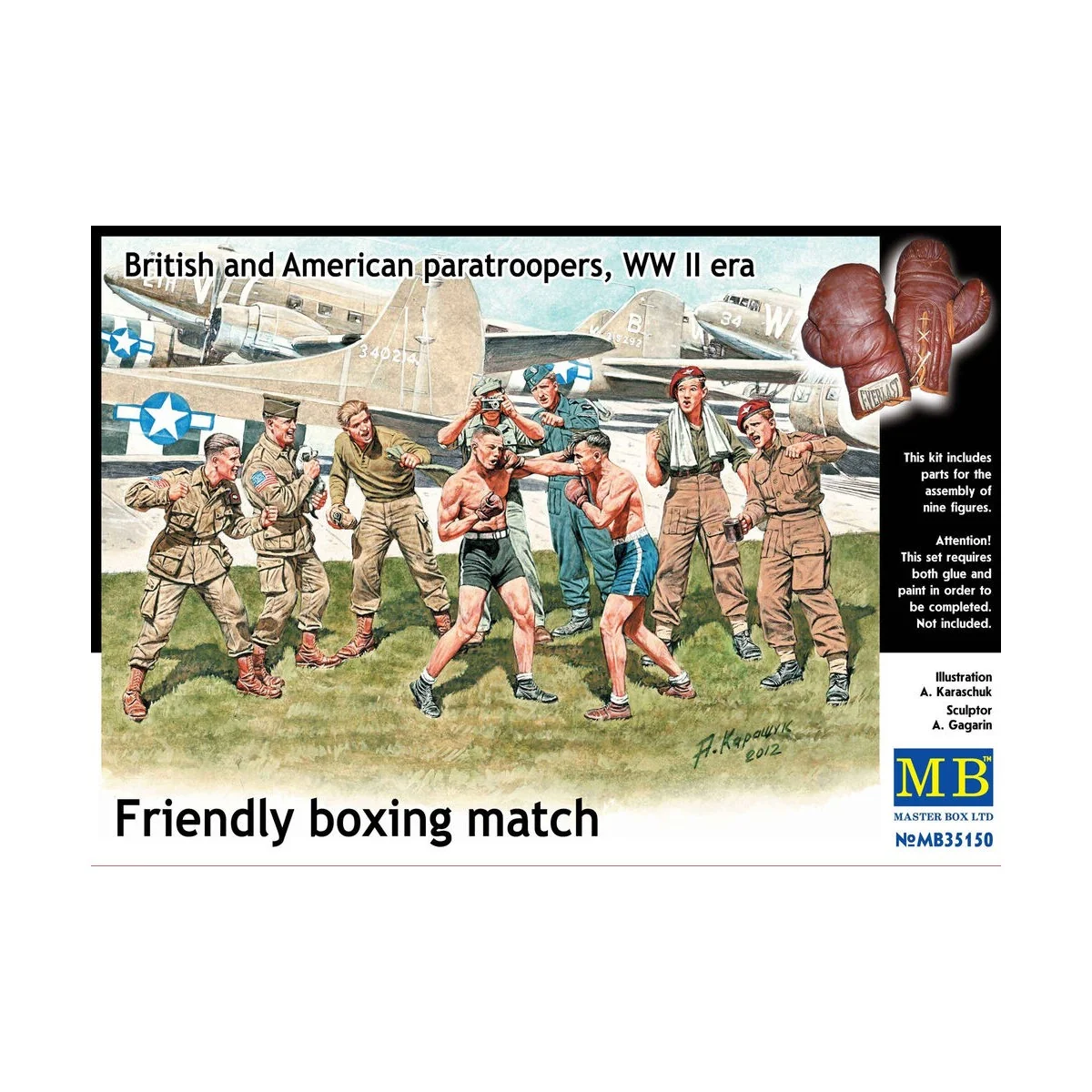 Friendly boxing match.Brit.+Amer.paratro, 1/35 - Master Box Ltd. 35150
