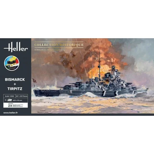 STARTER KIT Twin Set Bismarck + Tirpitz, 1/400 - Heller 55078