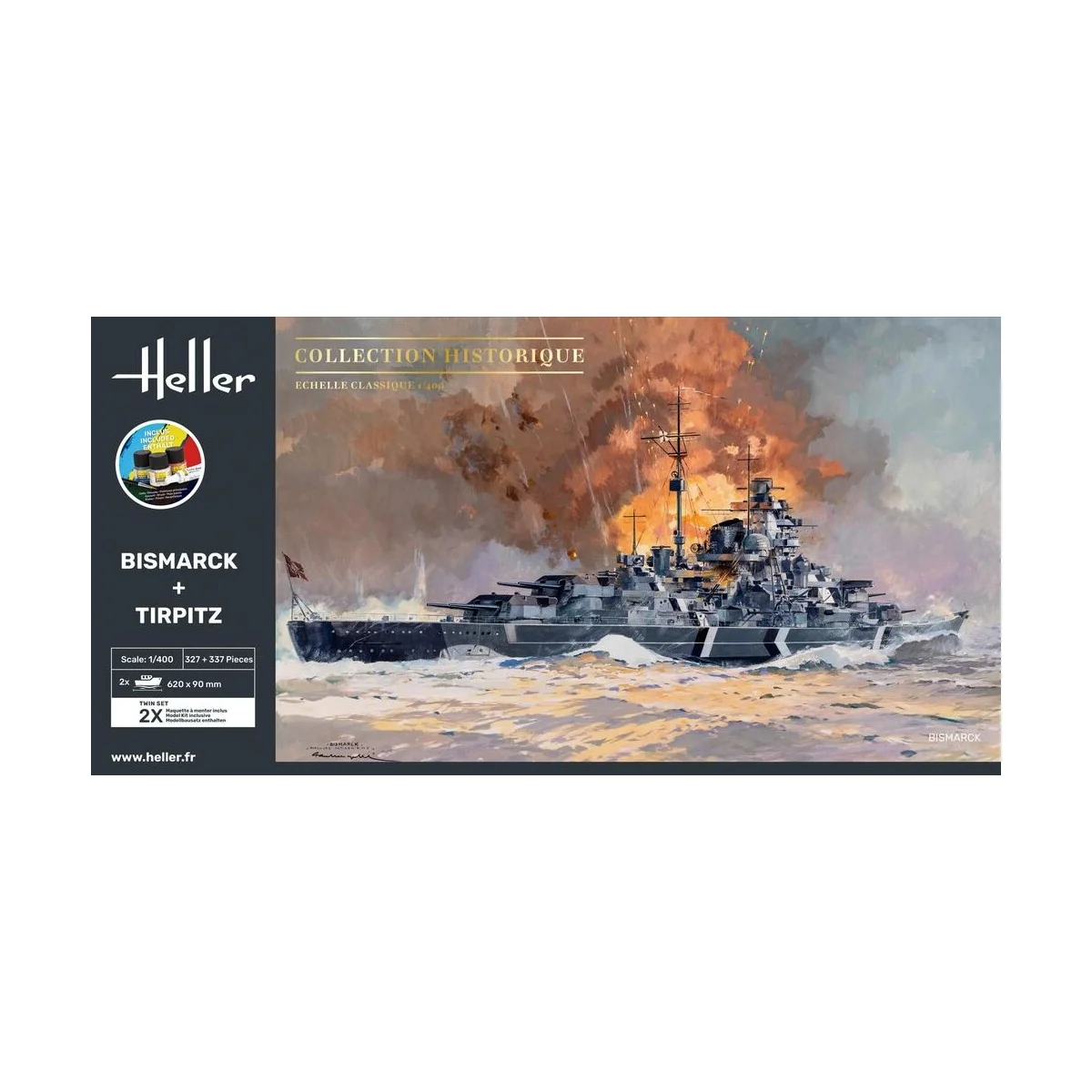 STARTER KIT Twin Set Bismarck + Tirpitz - Heller 55078