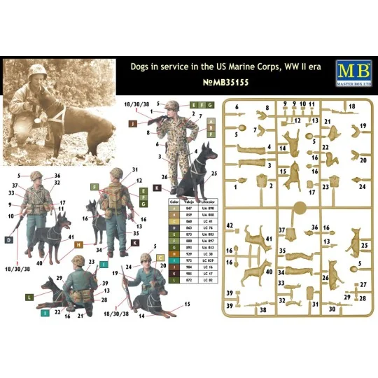 Dogs in service in US Marine Corps - Master Box Ltd. 35155