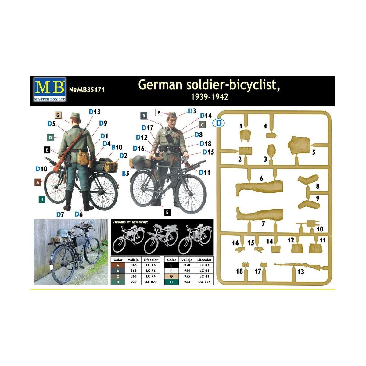 German soldier-bicyclist, 1939-1942, 1/35 - Master Box Ltd. 35171 German soldier-bicyclist, 1939-1942, 1/35 - Master Box Ltd. 35171