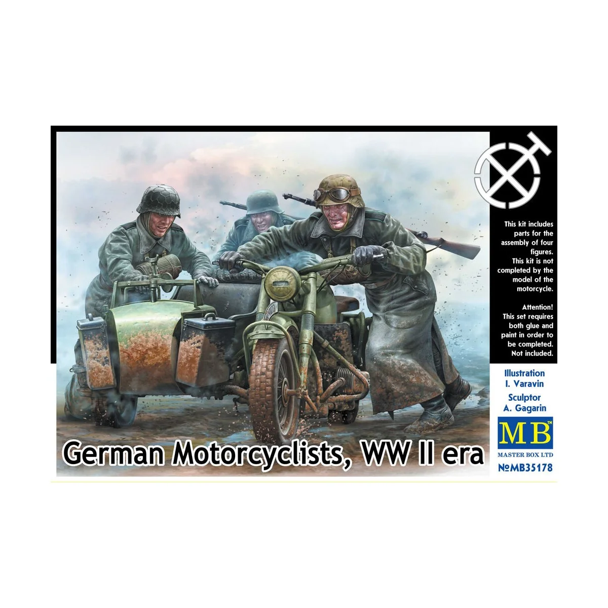 German motorcyclists, WWII era, 1/35 - Master Box Ltd. 35178
