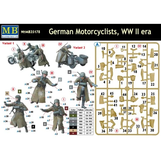 German motorcyclists, WWII era, 1/35 - Master Box Ltd. 35178
