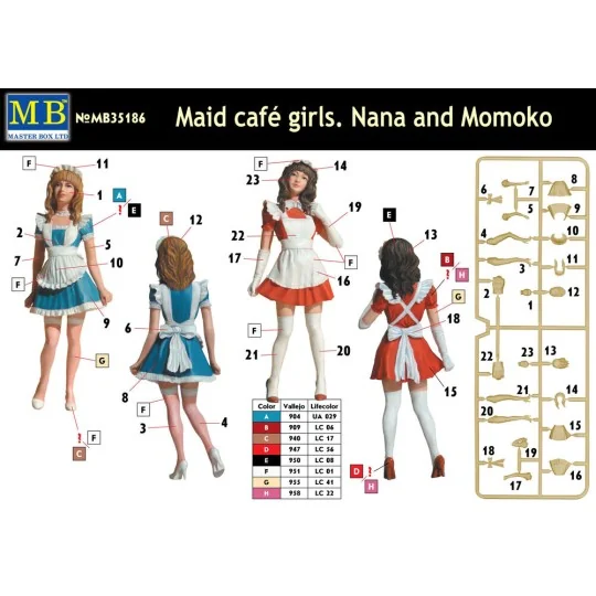 Maid cafe girls. Nana and Momoko, 1/35 - Master Box Ltd. 35186