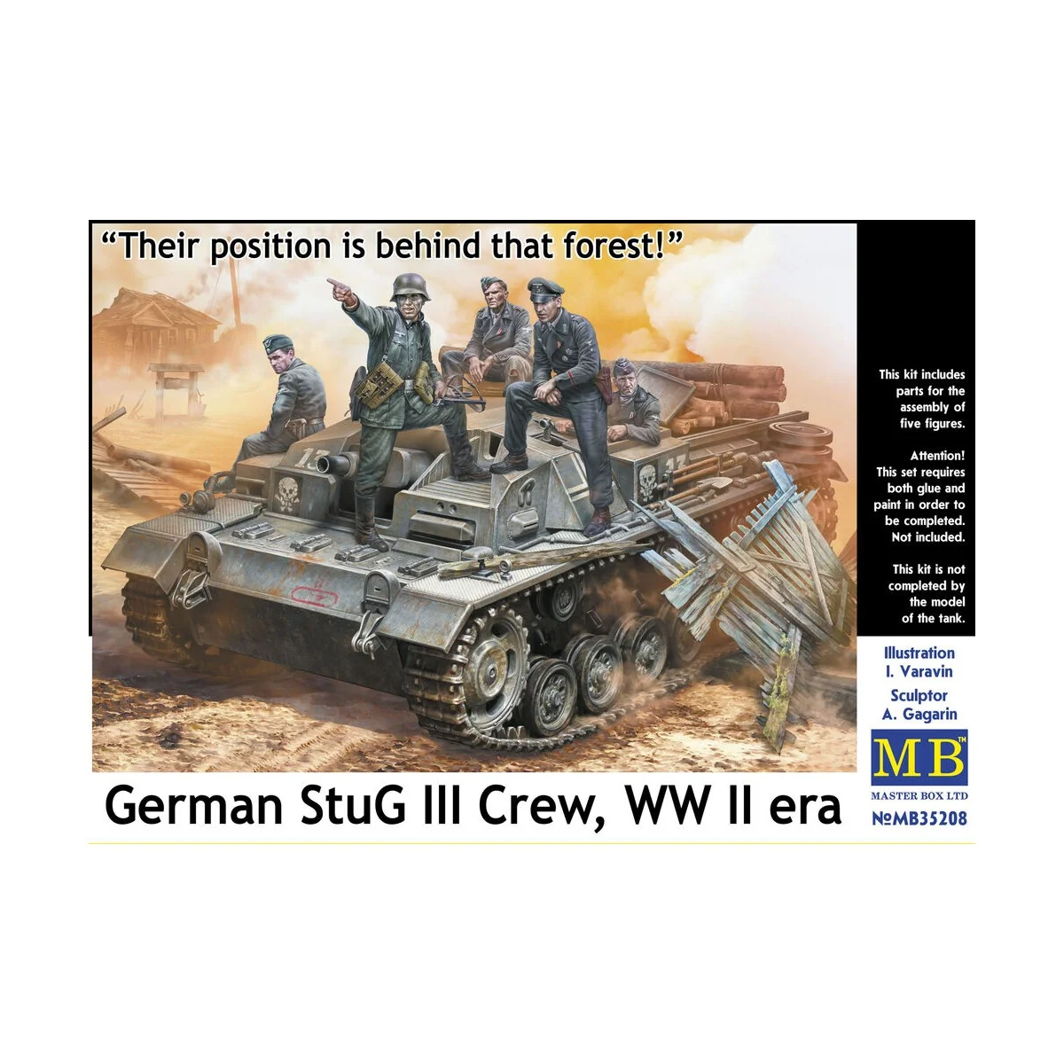 German StuG III Crew, WWII era.Their position is behind that forest...