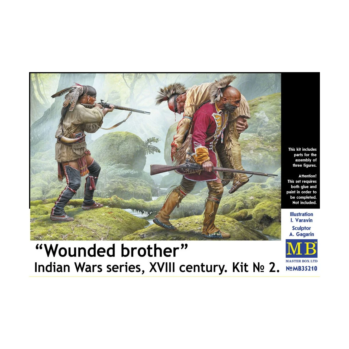 Wounded brother. Indian Wars series, XVIII century. Kit No. 2, 1/35... Wounded brother. Indian Wars series, XVIII century. Kit No. 2, 1/35...