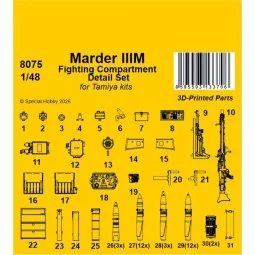 Marder IIIM Fighting Compartment Detail Set for Tamiya, 1/48 - CMK ...