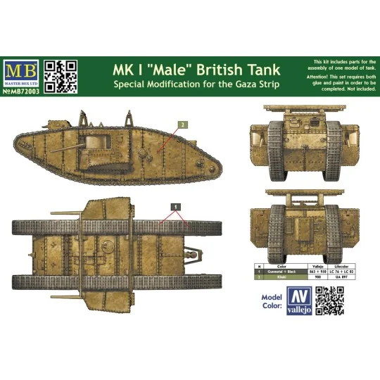 MK I Male British tank, Special modificat, 1/72 - Master Box Ltd. 7... MK I Male British tank, Special modificat, 1/72 - Master Box Ltd. 7...