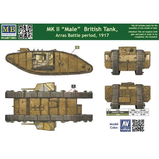 Mk II Male British tank.Arras Battle per - Master Box Ltd. 72005