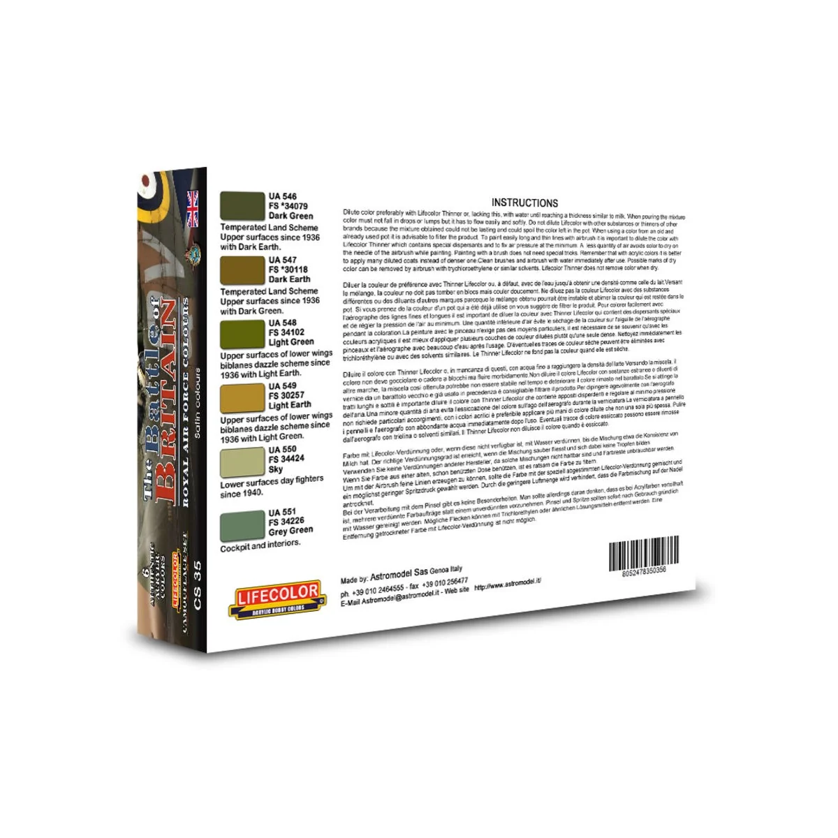 Battle Of Britain, Royal Air Force Colors 6 x 22 ml - Lifecolor CS35